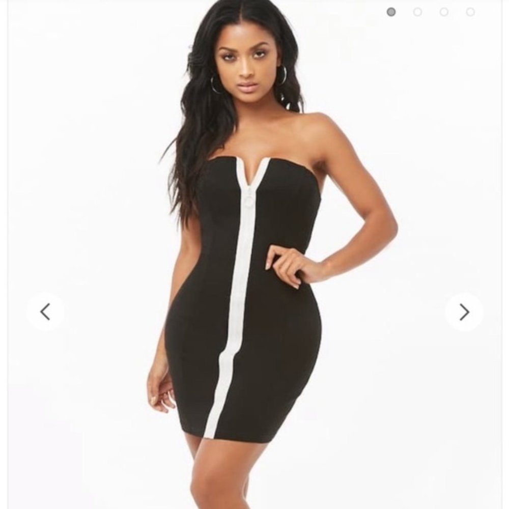 MNI LA Zip Front Bodycon Mini Dress Black Sz 1X - Picture 2 of 16